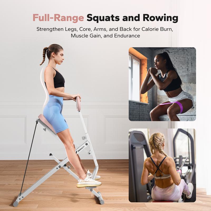 Squat Machine Glutes Workout Adjustable Resistance Foldable Exercise Equipment Leg Exercise Machine, FathersDayGift with 350lbs Weight Capacity, Rowing Machine, dealsforyoudays