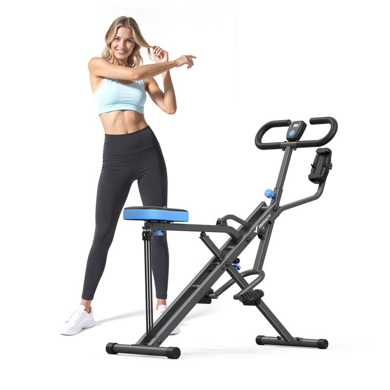 MERACH Squat Machine Glutes Workout Adjustable Resistance Foldable Exercise Equipment Leg Exercise Machine with 350lbs Weight Capacity, Rowing Machine