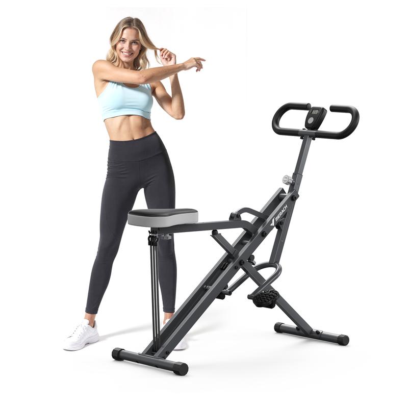 MERACH Squat Machine Glutes Workout Adjustable Resistance Foldable Exercise Equipment Leg Exercise Machine with 350lbs Weight Capacity, Rowing Machine
