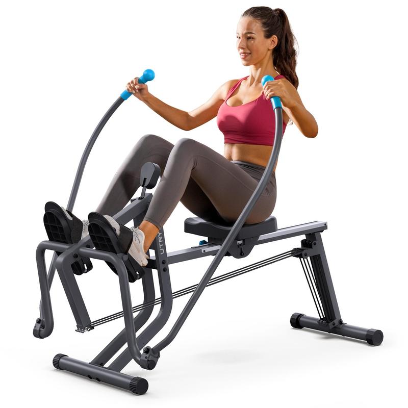 MERACH Squat Machine Glutes Workout Adjustable Resistance Foldable Exercise Equipment Leg Exercise Machine with 350lbs Weight Capacity, Rowing Machine