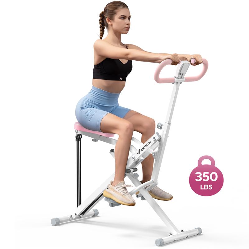 MERACH Squat Machine Glutes Workout Adjustable Resistance Foldable Exercise Equipment Leg Exercise Machine with 350lbs Weight Capacity, Rowing Machine