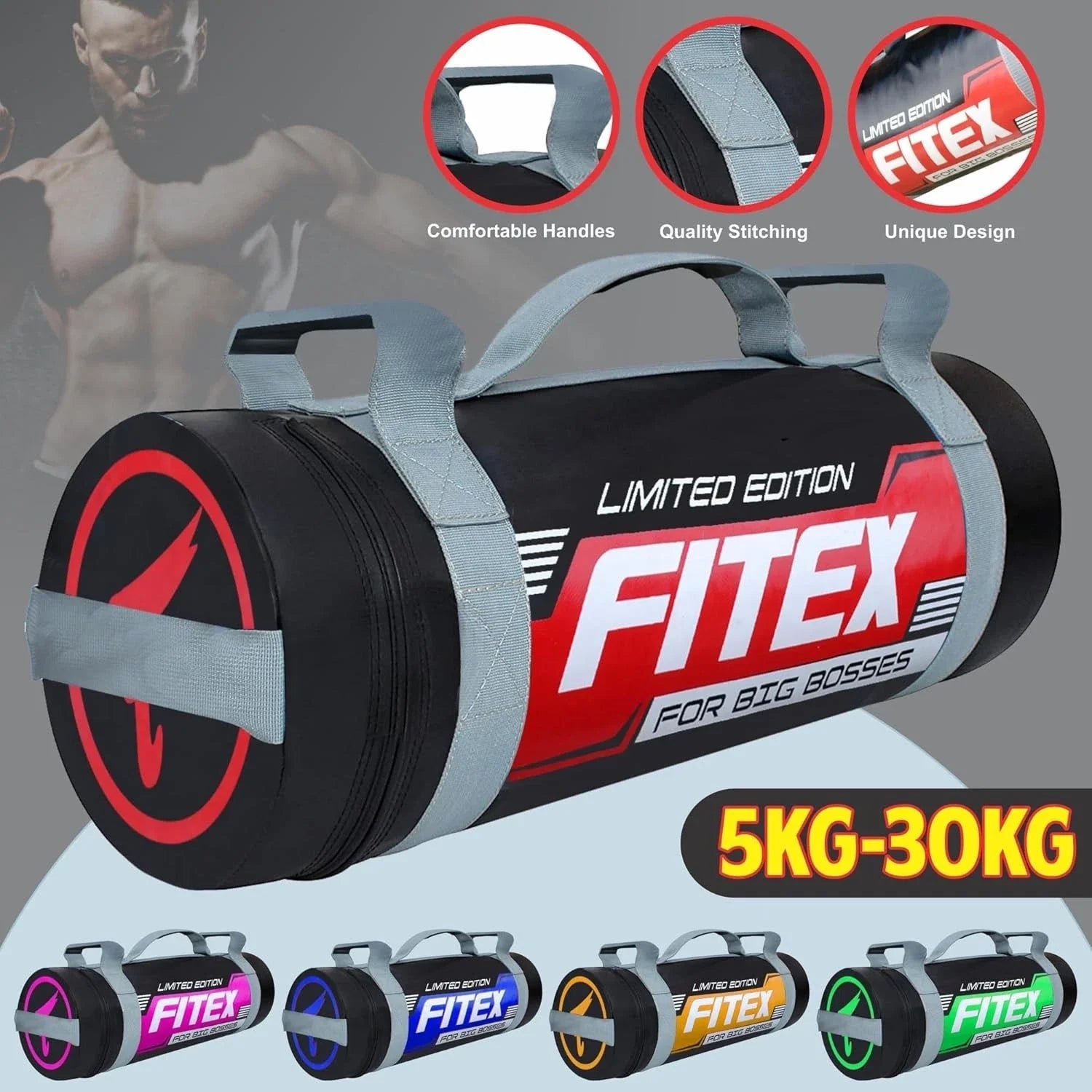 Power Bag 5–30kg Weighted Sand Bag Fitness Training Boxing CrossFit Workout 1X