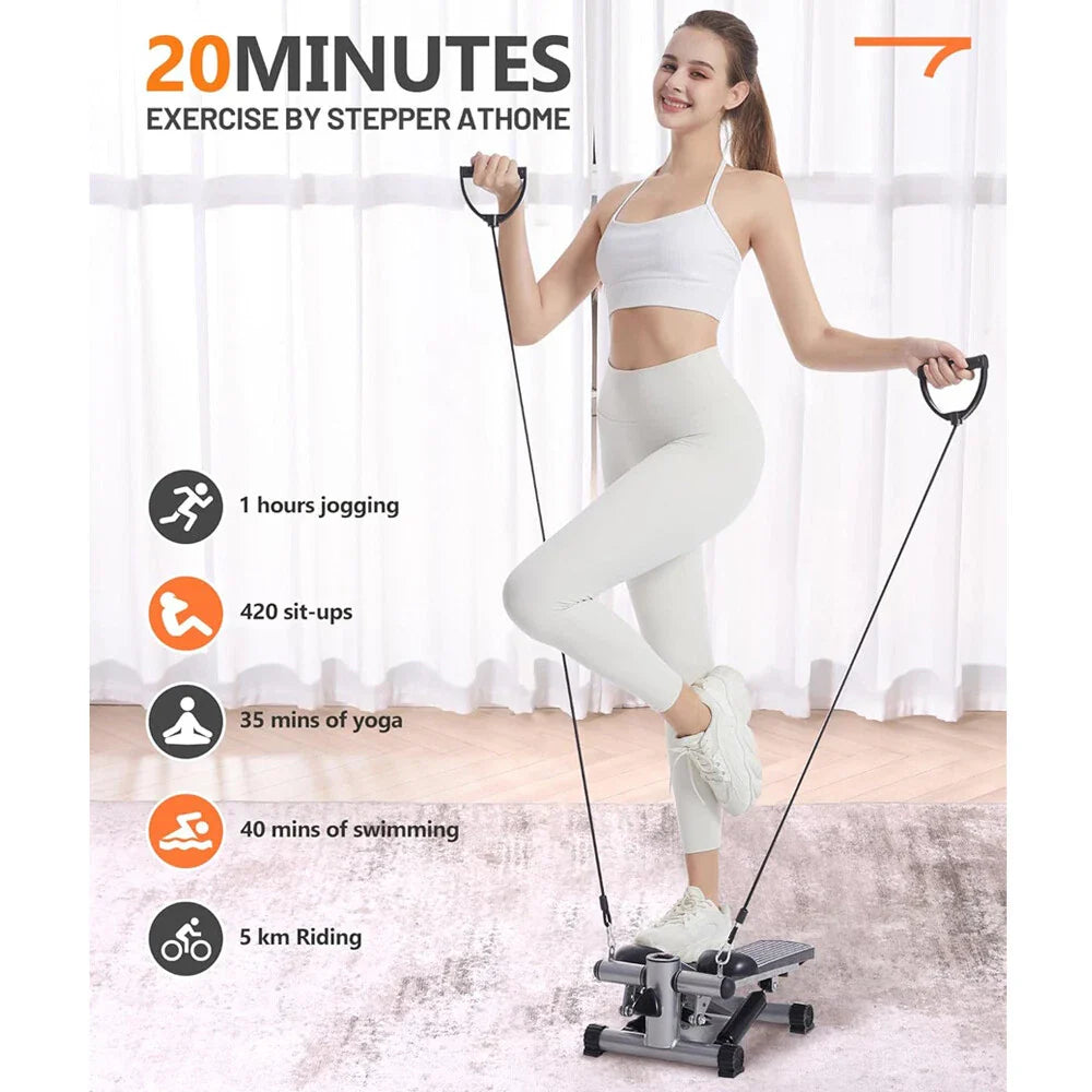 Mini Stepper with Resistance Bands & LCD Monitor Home Fitness Stepper Machine
