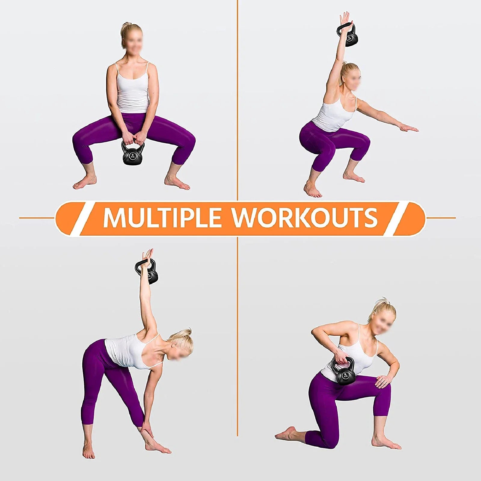 2-24kg Vinyl Kettlebell Weight Set Kettlebells Exercise Home Fitness Workout Gym